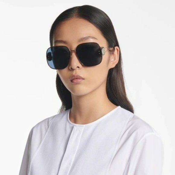 Dior DIORBOBBY S1U B5B0 BRAND NEW Sunglasses Gold Havana Blue Women Oversized main image 4